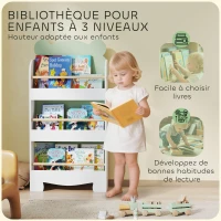 AIYAPLAY Bibliothèque pour enfant, rangement livre enfant 3 niveaux pour salle de jeux, chambre d'enfant, vert(m-4)