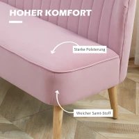 HOMCOM Sofa 2-Sitzer Stoffsofa Couch Polstersofa Loungesofa breit Rosa(m-4)