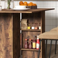 HOMCOM Mesa de Jantar Dobrável com Abatente para 6 Pessoas com 2 Prateleiras Abertas e Rodas com Travão, Castanho(m-5)