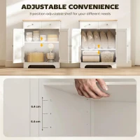 HOMCOM Kitchen Floor Cabinet Side Storage Cupboard Multi-use Sideboard Table with Solid Wood Top, Adjustable Shelf,Drawer for Dining Room, Living Room,Hallway(m-6)