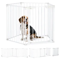 PawHut Pet Safety Gate 5-Panel Playpen Fireplace Christmas Tree Metal Fence Stair Barrier Room Divider with Walk Through(m-10)