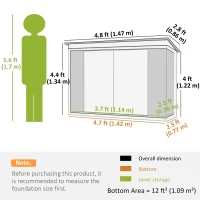 Outsunny 5' x 3' Metal Storage Shed, Garden Tool House with Double Doors for Backyard, Patio(m-17)