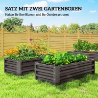 Outsunny Hochbeet Metall 2er-Set, Offener Boden, Für Garten Balkon, 110x50x30cm, Dunkelgrau(m-4)
