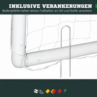 SPORTNOW Fußballtor, robustes Netz, Kunststoff-Rahmen, Heringe, 300L x 120B x 200H cm, Weiß(m-6)