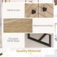 HOMCOM Storage Cabinet, Kitchen Cupboard with Chevron Double Doors, Adjustable Shelf and Metal Frame(m-6)