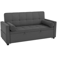 HOMCOM Sofá convertible 2 plazas 3 en 1 sofá cama con cama nido doble respaldo regulable 2 cojines 80,5x137,5x84cm gris(m-1)