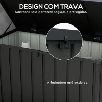 Outsunny Baú de Armazenamento Exterior em Aço com 4 Rodas 2 Pegas e Tampa com Ranhura para Cadeado 125,5x61,5x70 cm Cinzento Escuro(m-7)