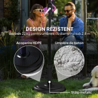 Outsunny Baza pentru Umbrela de Soare, Compatibila cu Stalpi de 38 sau 48 mm, Ø48x38.5 cm, Negru(m-5)