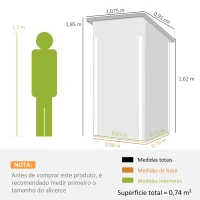 Outsunny Abrigo Exterior Metálico 107,5x91x185 cm Abrigo de Jardim com Teto Inclinado Porta com Trinco Ventilação e Luvas Verde(m-3)