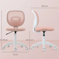 HOMCOM Bürostuhl Ergonomischer Schreibtischstuhl mit C-förmiger Rückenstütze, Höhenverstellbar Rosa(m-3)