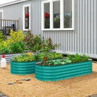 Outsunny Set of Two 150 x 60cm Steel Planters - Green(m-2)