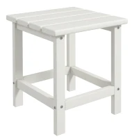 Outsunny Square Coffee Table, HDPE Tabletop and Frame for Porch, Garden, Side Table, 38 x 38 x 46 cm, White(m-11)