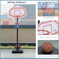HOMCOM Portable Basketball Hoop Stand, Outdoor Basketball System, Adjustable Height from 210-260 cm with Wheels, Stable Base, Red(m-7)