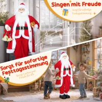 HOMCOM Weihnachtsmann 1,15 m stehende Weihnachtsmann mit Geschenk- und Weihnachtsglock Indoor, Rot(m-4)