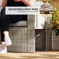 Outsunny 6‑teiliges Gartenset aus Polyrattan, platzsparende Sitzgruppe mit Sofa, Sesseln, Tisch und Fußhockern, Dunkelgrau(m-5)