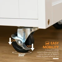 HOMCOM Rolling Kitchen Cart, Kitchen Island with Storage, Trolley with Wooden Countertop, 9-bottle Wine Rack, Drawer and Door Cabinets, White(m-5)