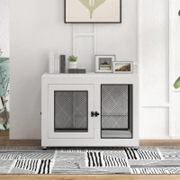 PawHut 2-in-1 Dog Cage & Side Table, with Two Doors, Cushion, for Large Dogs(m-9)