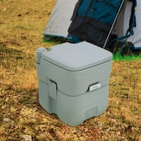Outsunny 20L Camping Toilet, Outdoor Portable Travel Mobile WC with 2 Detachable Tanks & Push-button Operation(m-2)