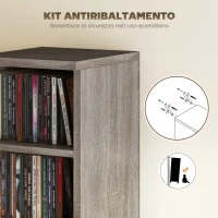 HOMCOM Set di 2 Mobili Porta CD Scaffale Salvaspazio, 21x22.5x88.5cm, Grigio(m-7)