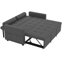 HOMCOM Sofá convertible 2 plazas 3 en 1 sofá cama con cama nido doble respaldo regulable 2 cojines 80,5x137,5x84cm gris(m-8)