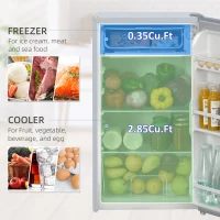 HOMCOM 91 Litre Freestanding Under Counter Fridge Freezer with Chiller Box, Reversible Door, Adjustable Thermostat, 47.5cm Wide, Noise Level: Decibels 40, Grey(m-4)