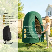 Outsunny 190 x Φ128cm Hanging Egg Chair Furniture Cover - Green(m-5)