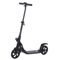 HOMCOM Folding Kick Scooter Hight-Adjustable Urban Scooter w/ Rear Brake, Double Shock Absorption System & 2 Big Wheels, For 14+ Teens Adult, Black(m-10)