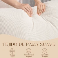 HOMCOM Silla Mecedora Nórdica con Reposapiés Respaldo Ajustable Mecedora de Pana Patas de Madera y Reposabrazos Cojín Crema(m-7)