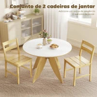 HOMCOM Conjunto de 2 Cadeiras de Sala de Jantar em Bambu com Assento Ripado Encosto Curvado Sem Braços Madeira(m-4)