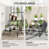Outsunny Etajeră-suport pentru plante, cu 3 niveluri, în formă de scară, pentru interior și exterior, din metal, 60x60x60 cm, negru(m-7)