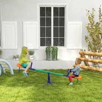 Outsunny Kinderwippe 360° drehbar 2 Sitzer UV-beständig Gartenwippe bis 90kg mit Griff 3-zackig Stützbeinen für Kinder 3-8 Jahre(m-2)
