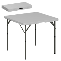Outsunny Folding Camping Table with 2 Adjustable Heights, Portable Garden Table in HDPE and Metal, 86x86x74 cm, White