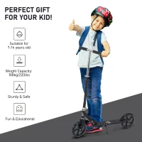 HOMCOM Kids Scooter Teenager Kick Scooter Foldable 4 Levels Adjustable Height with Rear Fender Brake for 7-14 Years(m-5)