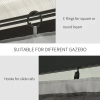 Outsunny Replacement Gazebo Curtains - 4-Panel Side Panels Only for 3 x 3 M Gazebos or Pergolas, with Hooks/C-Rings Included, Light Grey(m-6)