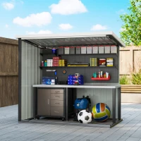 Outsunny 5' x 3' Metal Storage Shed, Garden Tool House with Double Doors for Backyard, Patio(m-21)