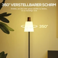 HOMCOM LED Stehlampe Wohnzimmer Stehleuchte mit 350° drehbar Kopf Standleuchte mit 3000K/4000K/6500K Farbtemperaturen Schwarz(m-5)
