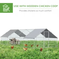 PawHut Chicken Run Galvanised Walk-in Chicken Coop Hen Poultry House Cage Rabbit Hutch with Water-Resist Cover, 3 x 8 x 2m(m-5)