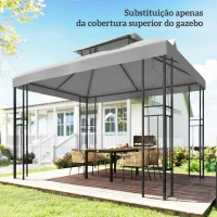 Outsunny Toldo de Substituição 4x3 m com Teto Duplo Orifícios de Drenagem e Proteção UV Apenas Toldo NÃO Inclui Estrutura Cinzento Claro(m-8)