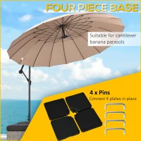 Outsunny Four-Piece Plastic Cantilever Parasol Base - Black(m-4)