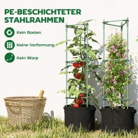 Outsunny Hochbeet mit Rankgitter 83,7 Liter Säcken 3er Set dreieckige Pflanzkasten Tomatenstütze 35 x 35 x 120 cm(m-7)