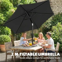Outsunny 2m Garden Parasol Umbrella, Outdoor Table Parasol Umbrella with Crank Handle, Tilt Function, UV30+ Protection(m-4)