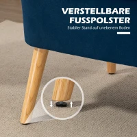 HOMCOM Sofa Retrodesign 2-Sitzer-Sofa, Holzbeine, 117 cm x 56,5 cm x 77 cm, Blau(m-7)