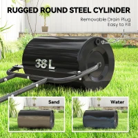 Outsunny 38L Fillable Cylinder Steel Lawn Roller - Black(m-4)
