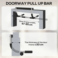 HOMCOM Pull-Up Bar for Doorway Home Fitness, Door Horizontal Bar for Indoor Gym Upper Body Workout, Black(m-8)