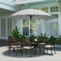 Outsunny 2 m Shanghai Garden Parasol Umbrella with 16 Fibreglass Ribs, Outdoor Parasol Sun Shade with Crank & Tilt, Light Grey(m-8)