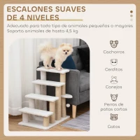 PawHut Escalera para Gatos de 4 Niveles Cubierto de Suave Felpa Poste de Yute Bola Colgante 60x40x64 cm Blanco(m-4)