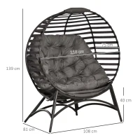 Outsunny Egg Chair with Cushion & Side Pocket - Brown(m-3)