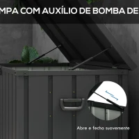 Outsunny Baú de Armazenamento Exterior em Aço com 4 Rodas 2 Pegas e Tampa com Ranhura para Cadeado 125,5x61,5x70 cm Cinzento Escuro(m-6)