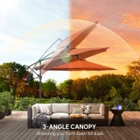Outsunny 3 m Overhanging Cantilever Parasol, with Cross Base - Orange(m-6)