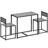 HOMCOM 3 Piece Table Stool Set - Charcoal Grey Wood-Effect(m-1)